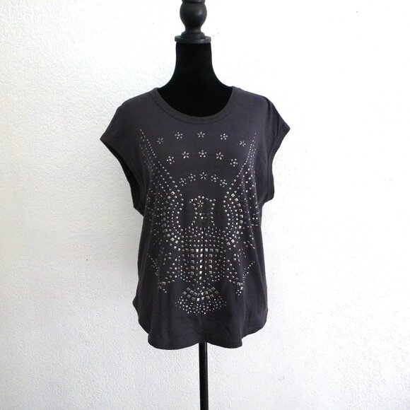 Gray tank top, with shiny studded eagle design - Picture 2 of 8